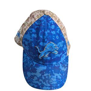 Detroit Lions Camo & Blue Digital Print New Era 39Thirty Stretch Fit Cap Hat NFL